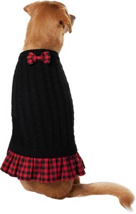 강아지 드레스 프리스코 격자 케이블 니트 도그 고양이 스웨터