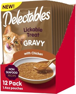 Hartz Delectables 그레이비 비해산물 닭고기 핥기 좋은 고양이 간식 1.4온스 튜브 12개